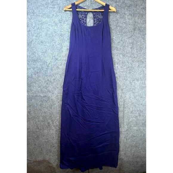 Vintage Scott McClintock Maxi Dress Women 12 Blue Evening 90s Elegant Minimalist - Picture 1 of 5